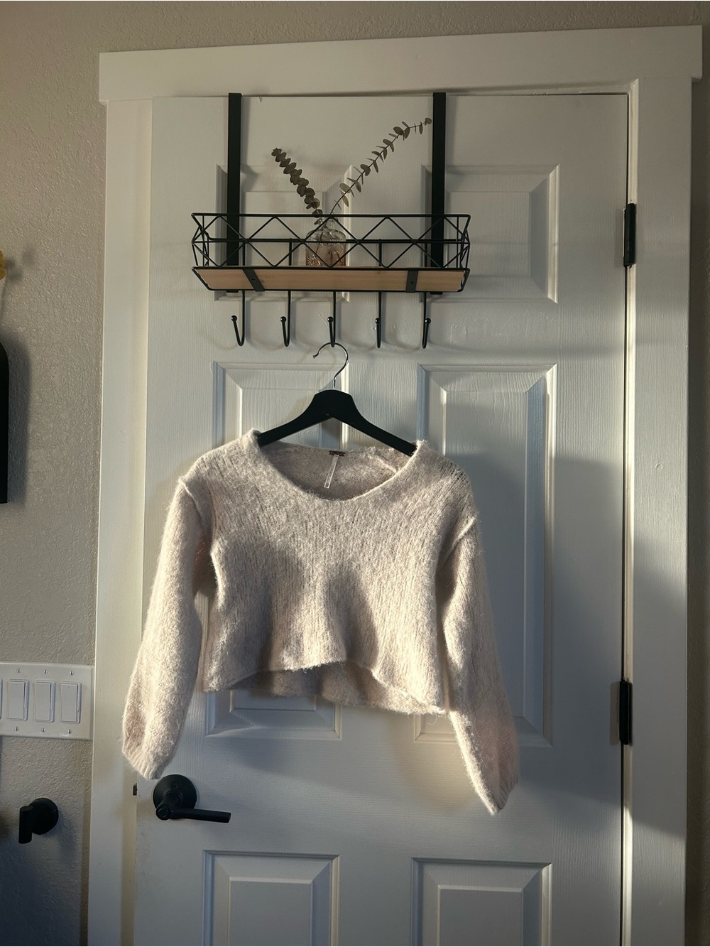 Free People Alpaca Wool Blend Cropped Sweater | Ivory Beige Fuzzy Knit